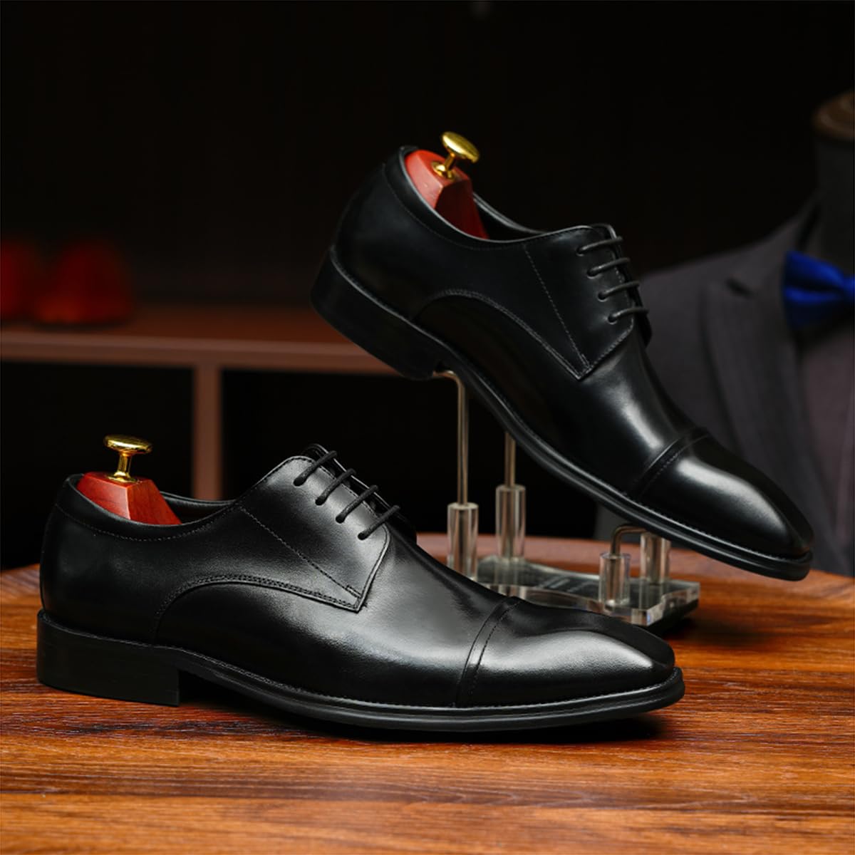 Générique Chaussures Habillées en Cuir pour Hommes Banquet Derbys Formels Affaires Chaussures à Lacets Basses Décontractées