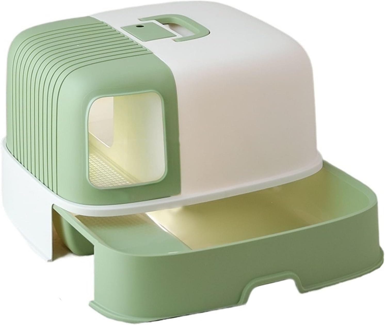 Litterbox Jumbo Cat Litter Box, Enclosed Cat Potty with Scoop, Hooded Kitty Litter Tray with Easy Access Lift Top Handle and Buckles for Portability and Privacy Cat Litter Tray(Green)