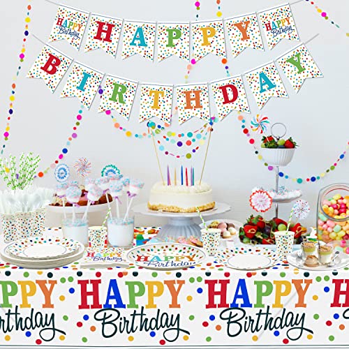 Xjlantte Rainbow Party Supplies - Birthday Banner, Colorful Mini Polka Dot Paper Plates, Napkins, Cups, Tablecloth, Knives, Fork, Spoon And Straws For Kid Adult Party Decorations thumb #4