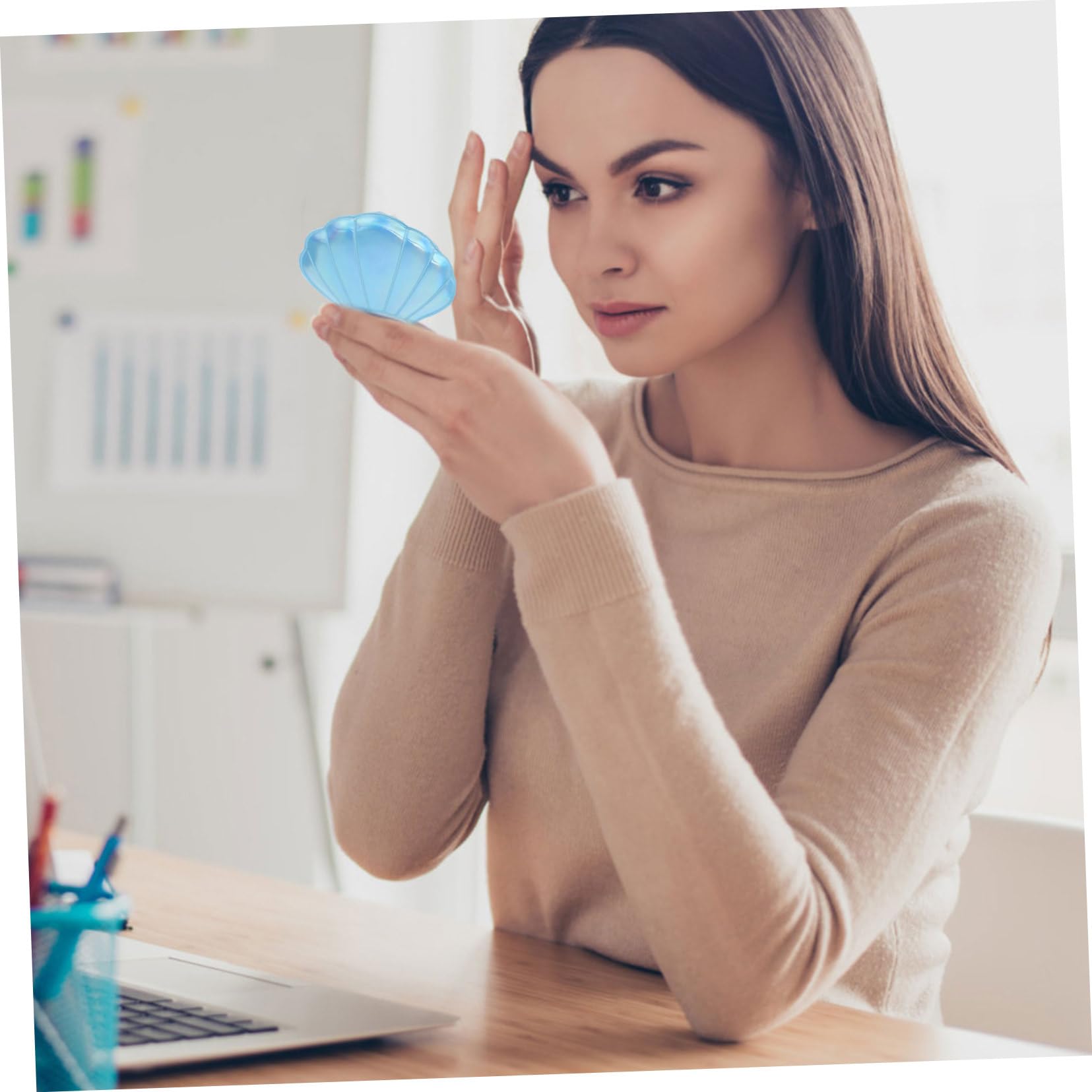 Healeved 8piezas Espejo Compacto Portátil Doble Cara De Espejo De Viaje para Maquillaje Diseño Forma De Concha para Mujeres y Niñas y Ligero y Práctico para Bolso
