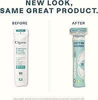Vista 2 de Cliganic Almohadillas desmaquillantes redondas de algodón orgánico (300 unidades), hipoalergénicas, sin pelusas, 100% algodón puro