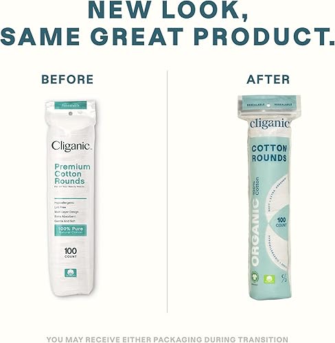 Miniatura 2 de Cliganic Almohadillas desmaquillantes redondas de algodón orgánico (300 unidades), hipoalergénicas, sin pelusas, 100% algodón puro