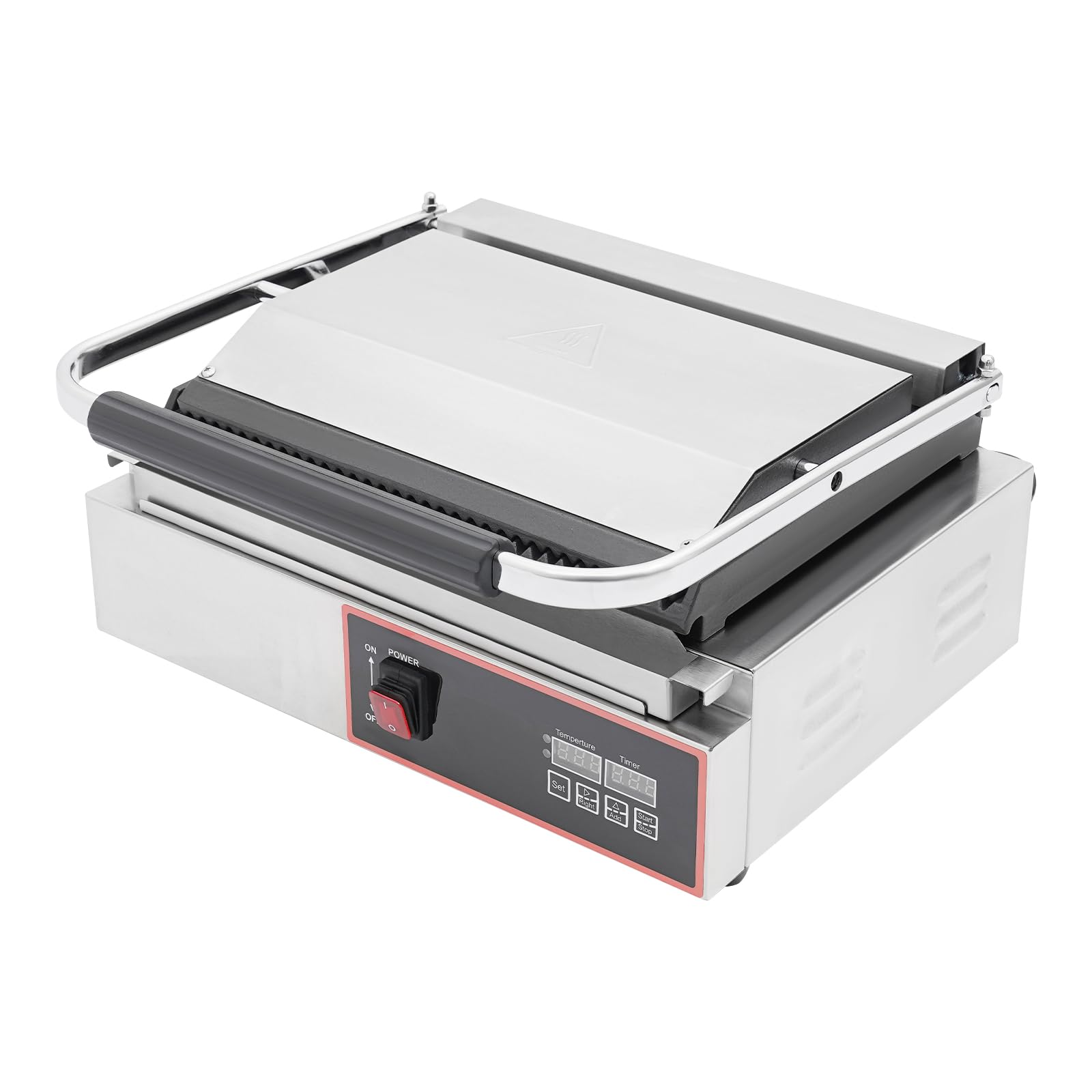 Griglia elettrica a contatto per panini, 2200 W, rivestimento in ceramica, doppia piastra riscaldante con display LED, per hotel, ristorante, caffetteria
