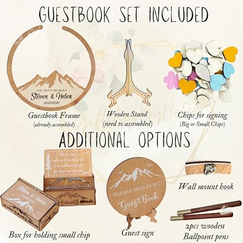 Personalized Rustic Mountain Guest Book Alternative | Natural Park Wedding Decor | Customizable Wooden Frame Sign-In Board - Image 4