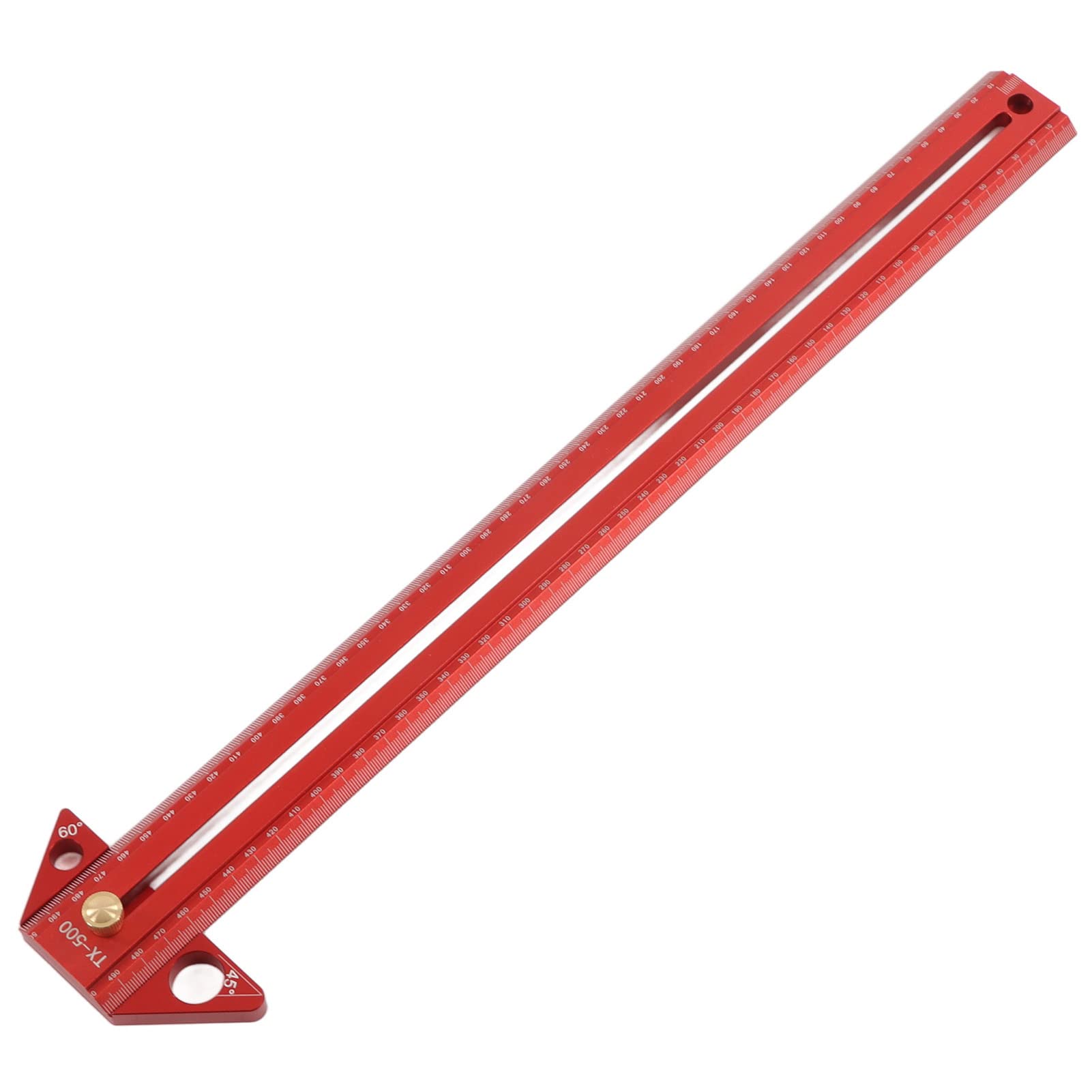 Omabeta Linijka T do Obróbki Drewna Wielofunkcyjne Przenośne Narzędzie Pomiarowe ze Stopu Aluminium dla Stolarzy Czerwony 1 Szt (50cm)