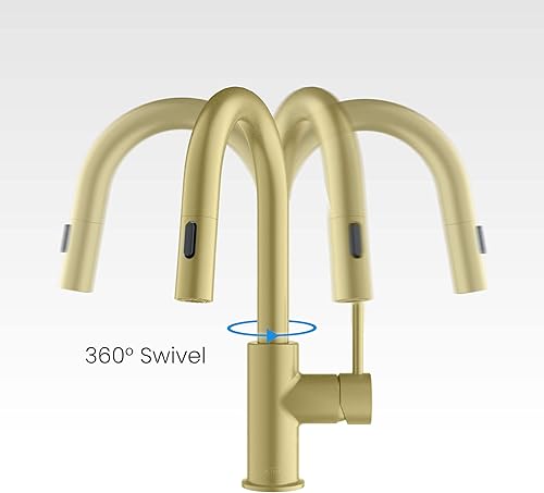 Miniatura 7 de KIBI Grifo de cocina extraíble con un solo mango  Caño de arco alto de latón macizo  Grifo de fregadero de cocina con rociador desplegable  Fácil de