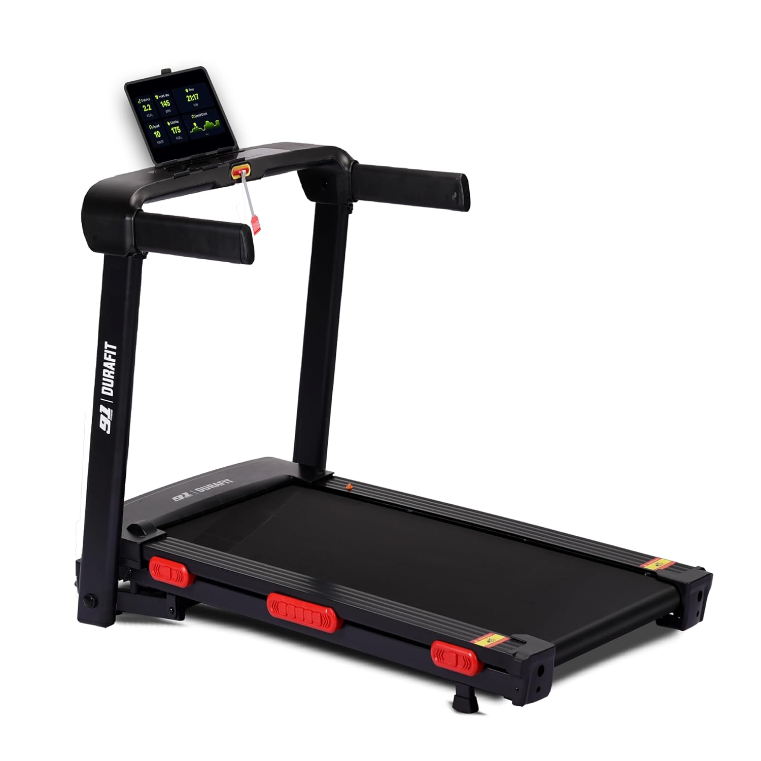 91-Durafit Hike | 6 HP Peak BLDC Motorized Treadmill | 25 Level Auto Incline |Max Speed 18 Km/Hr | Max User Weight 150 Kg | Shock Absorption Technology| Bluetooth Speaker | Wynd app |Home use 91-Durafit Hike | 6 HP Peak BLDC Motorized Treadmill | 25 Level Auto Incline |Max Speed 18 Km/Hr | Max User Weight 150 Kg | Shock Absorption Technology| Bluetooth Speaker | Wynd app |Home use