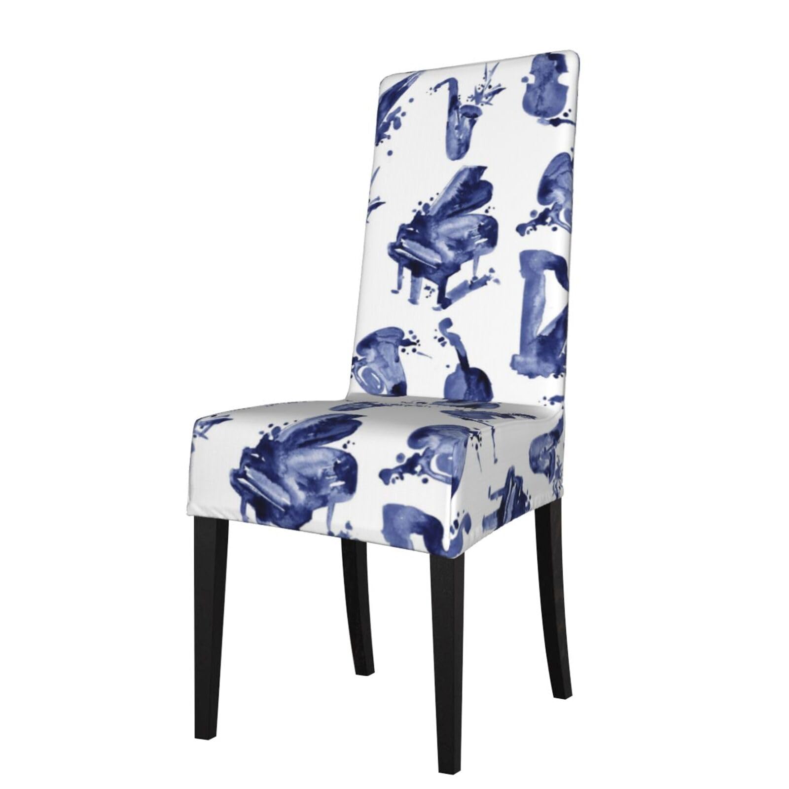 LKYMOH Blues Saxophone Piano Cello Bass, Chair Covers Stretch Chair Slipcovers for Dining Room, for Party Pet Protection Universal Fit Soft Polyester