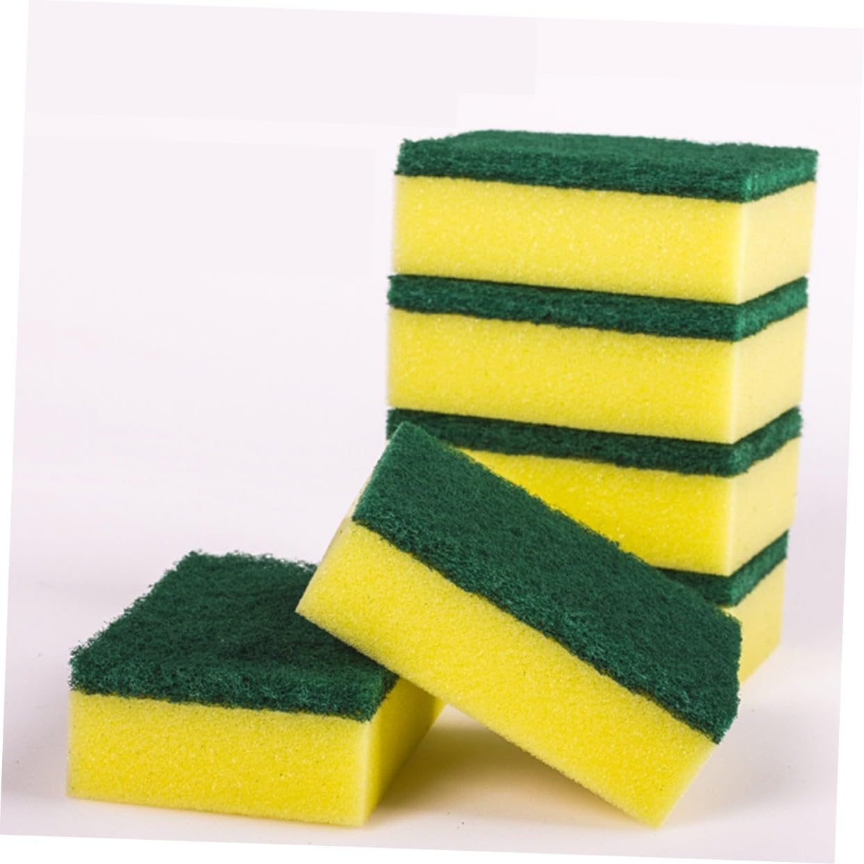 112 Pezzi Spugne per Pulizia Cucina Giallo e Verde Antiscivolo e Resistente di Spugnette per Lavare Piatti con Superficie Abrasiva e Durevole per Pulizie Pesanti e Uso Quotidiano