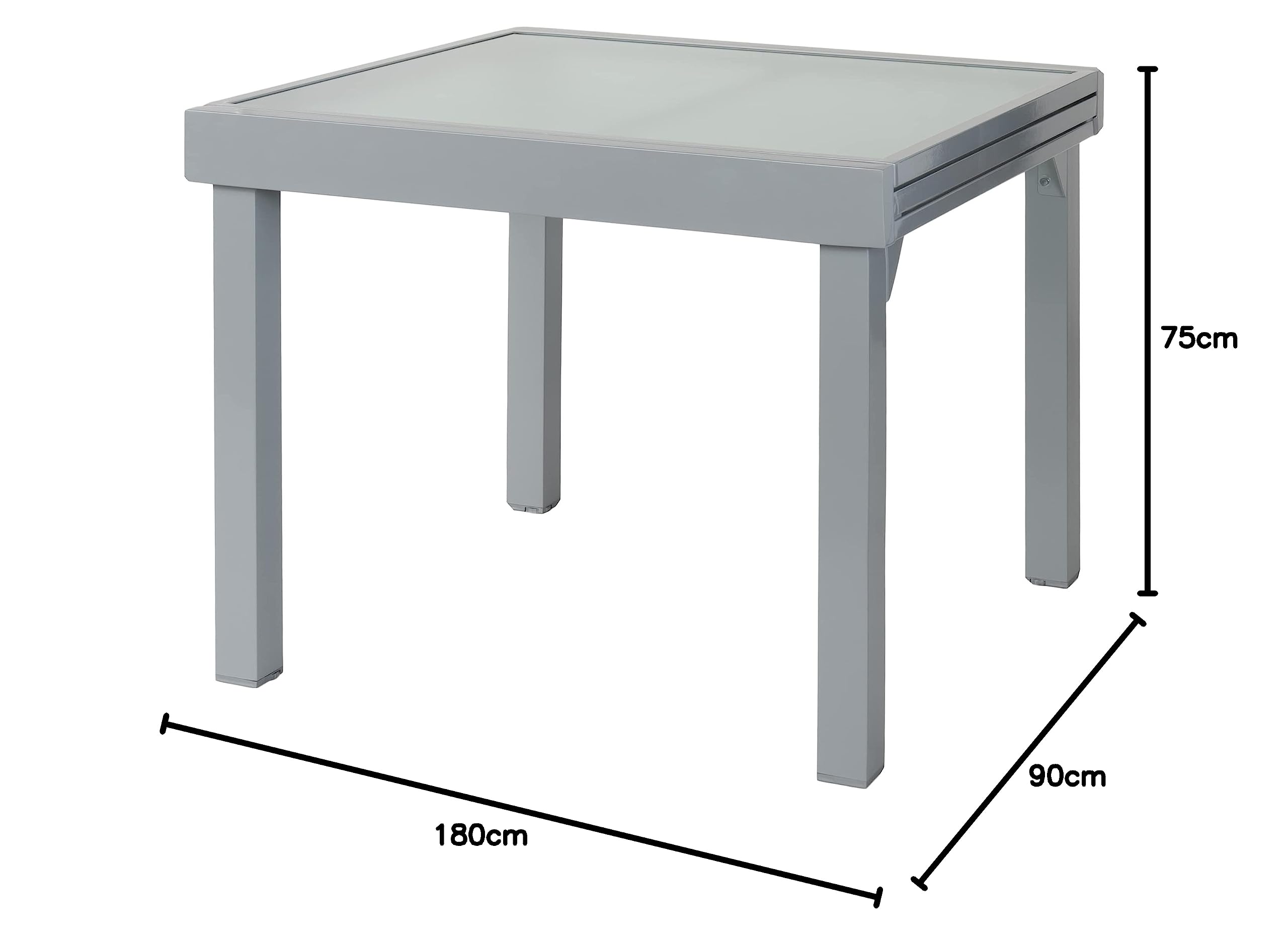 IB-Style® Diplomat QUADRO Argento Tavolo allungabile | Tavolo da giardino Premium | Argento | 90-180 cm