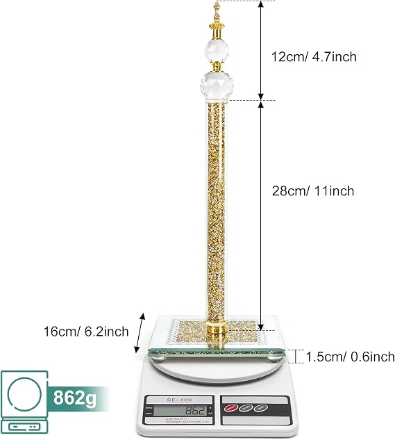Bling Paper Towel Holder Stand with Square Base, Paper Filled with Countertop, Crystal Paper Towel Holder, Crystal Crushed Diamond Home Decor for Bathroom, Kitchen and Home (Gold)