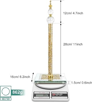 Bling Paper Towel Holder Stand with Square Base, Paper Filled with Countertop, Crystal Paper Towel Holder, Crystal Crushed Diamond Home Decor for Bathroom, Kitchen and Home (Gold)