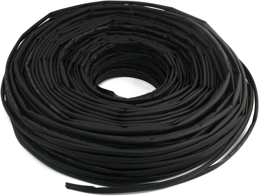 Ruilogod 600V 125C 328ft 100m 3mm 6mm Black Insulated Heating Shrinkable Tube (id: 67e 1d2 202 971 ab3