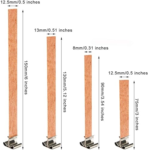 Miniatura 2 de Simoda 60 mechas de madera para velas con soporte de hierro, núcleos de velas, mecha natural respetuosa con el medio ambiente para hacer velas y