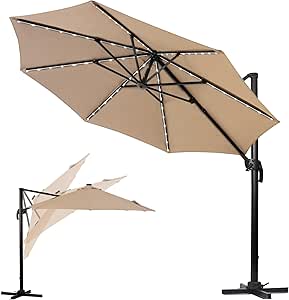 Amazon.de EROMMY Sonnenschirme 300cm Mit Led Ampelsonnenschirm, 360