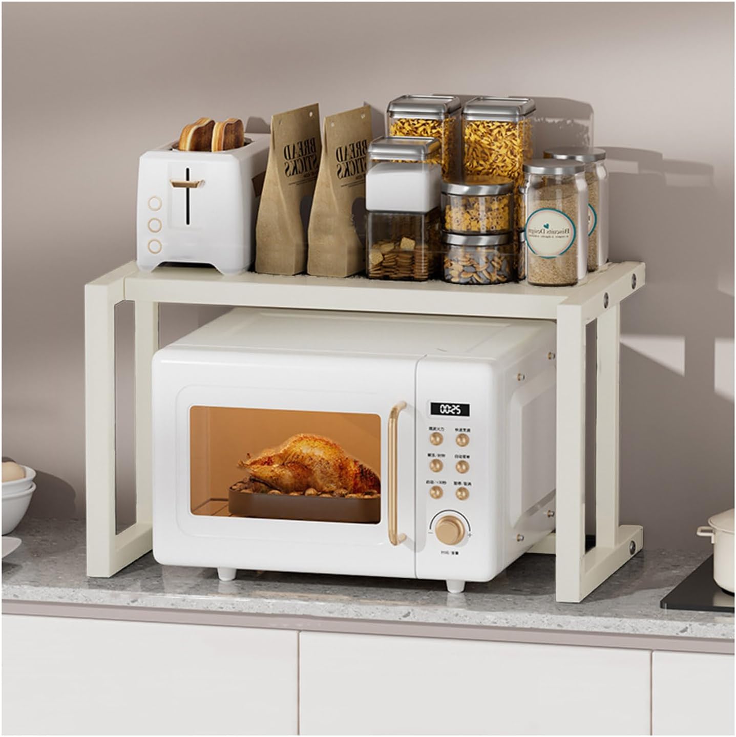 YUEEMDKL(売店) Heavy-Duty Microwave Stand Shelf - Space-Saving