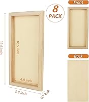 Vista 2 de 8 paneles de madera para pintar de 12 x 6 pulgadas, tableros de lienzo de madera sin terminar, panel cuadrado en blanco de madera acunada