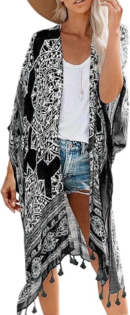 hejiagongsi Kimonos for Women Beach Cover up Kimono Cardigans Beach Coverups for Women UK Women's Swim Cover Ups