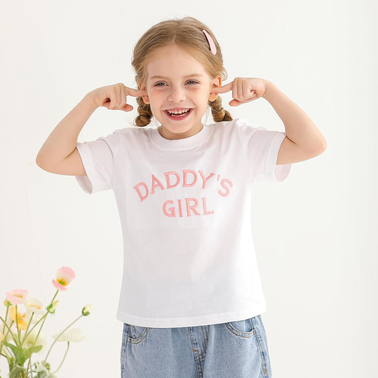 Toddler Baby Girl T Shirt Clothes Summer Embroidered Letters Daddys Girl Short Sleeve T-Shirt Top 1-5t
