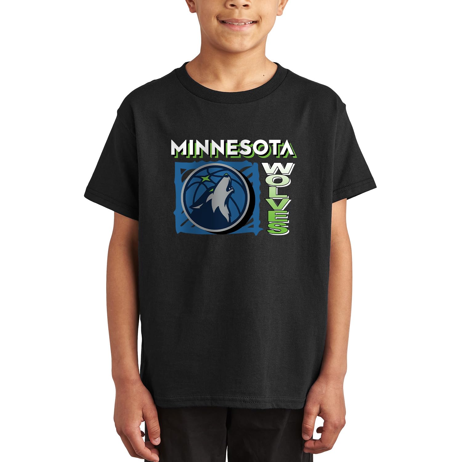 Camiseta Minnesota Timberwolves Scribble Square de algodón elástico para jóvenes 6