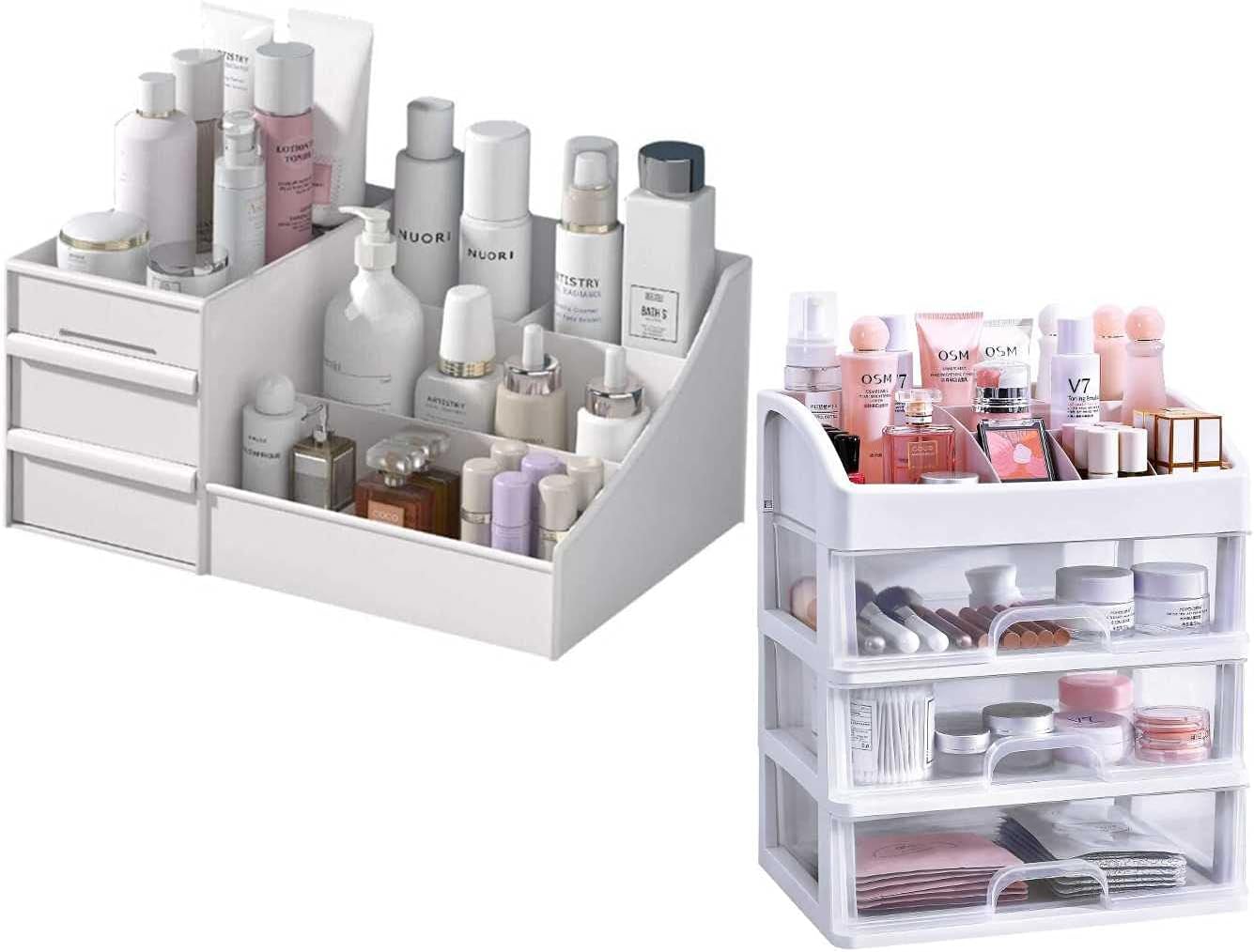 Simbuy Makeup Organizer With Drawers —Bundle Countertop Organizer for Cosmetics, Vanity Holder for Lipstick, Brushes, Lotions, Eyeshadow, Nail Polish and Jewelry