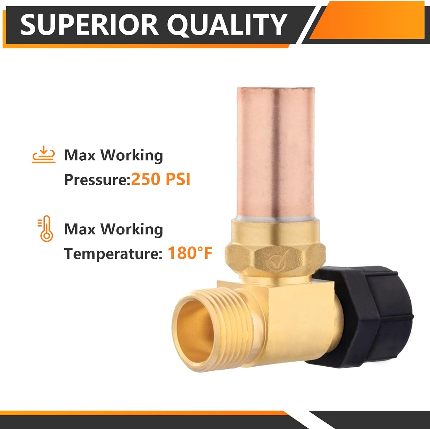 1-Pack HeSun Toilet Water Hammer Arrestor, 7/8" Female Ballcock Nut X 3/4" Male Thread, with Copper Hammer Arrestor for Reducing Banging Noise(HAMMER024)