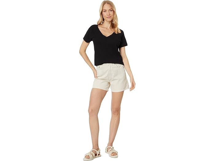 Rib Mix V-Neck Short Sleeve Tee - Image 4