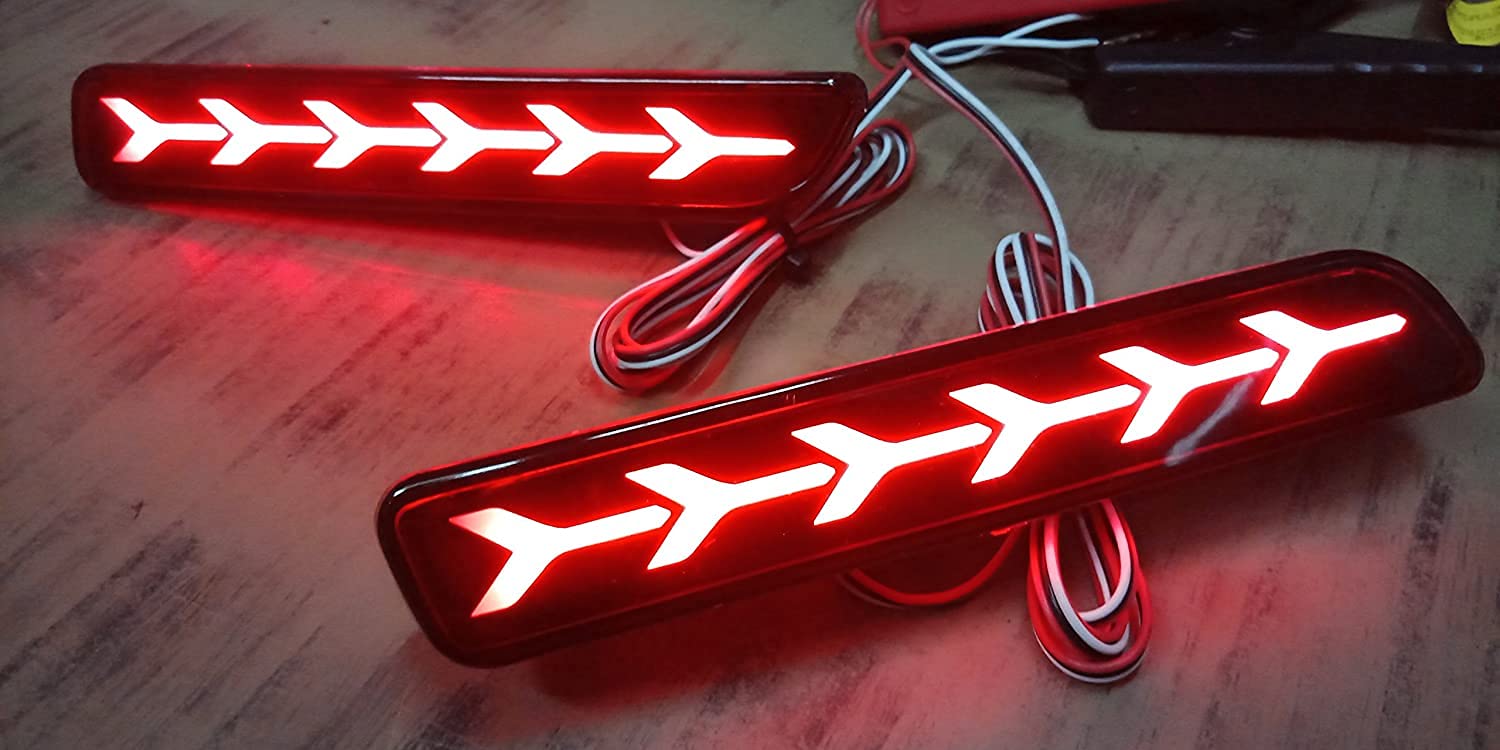 UBH Profession Of Quality Car Reflector LED Brake 6 Arrow Design Light for Bumper Rear/Back Drl with Wiring