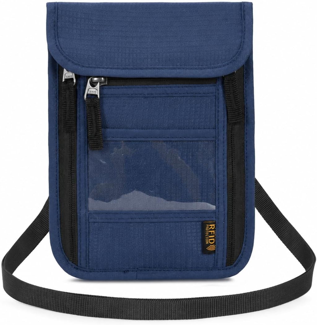 Travel Neck Wallet: RFID Blocking 11 Pockets Waterproof Passport Bag