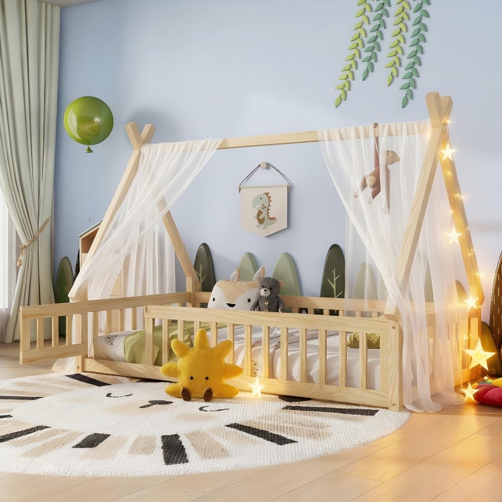 Amazon.com - Mirightone Twin Floor Bed for Kids Tent-Shaped