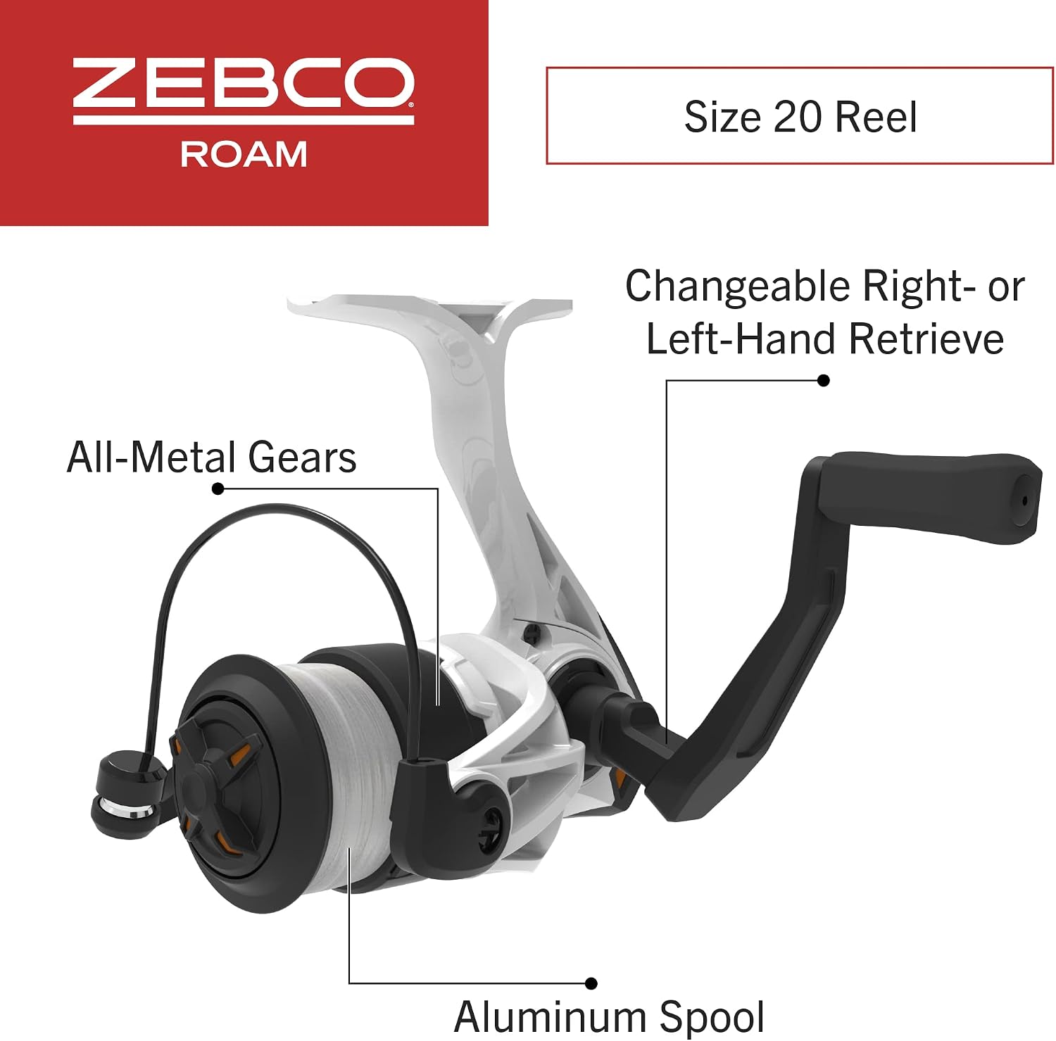 Zebco Roam Spinning Reel and Fishing Rod Combo, 6-Foot Fiberglass Fishing Pole, Split ComfortGrip Handle, Soft-Touch Handle Knob, Changeable Right- or Left-Hand Retrieve