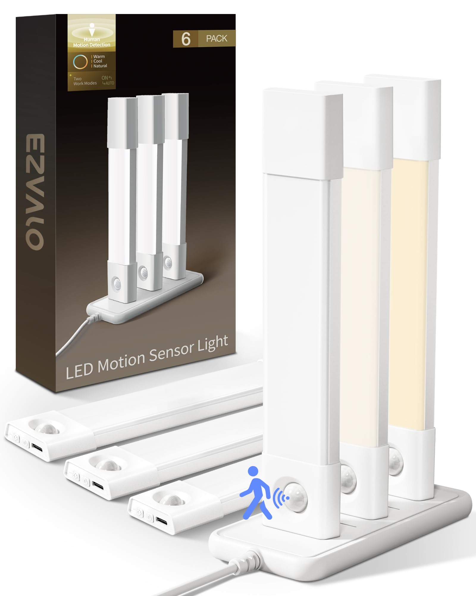 Photo 1 of ***MISSING PARTS***
EZVALO 6 Pack Led Under Cabinet Lighting Wireless with Charging Station, 7’’Rechargeable Motion Sensor Light Indoor, 3 Color Dimmable Motion Activated Cabinet Lights for Kitchen Bookshelf, Stair