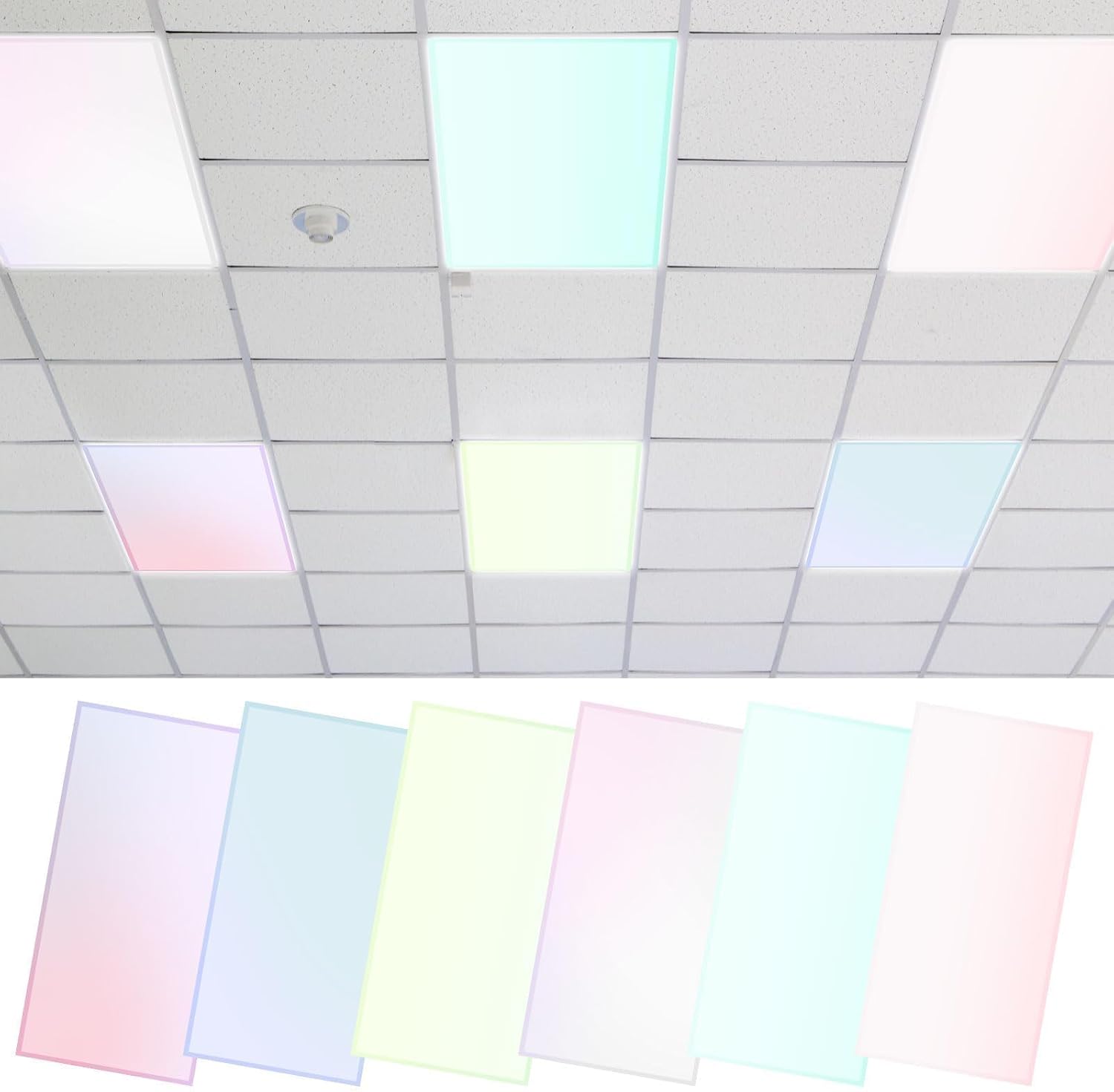 EEEKit 6 PCS Magnetic Light Covers for Ceiling Lights Classroom | 4 x 2 FT Pastel Fluorescent Light Covers Diffuser for Office School Drop Ceiling - Reduce Glare & Eye Strain