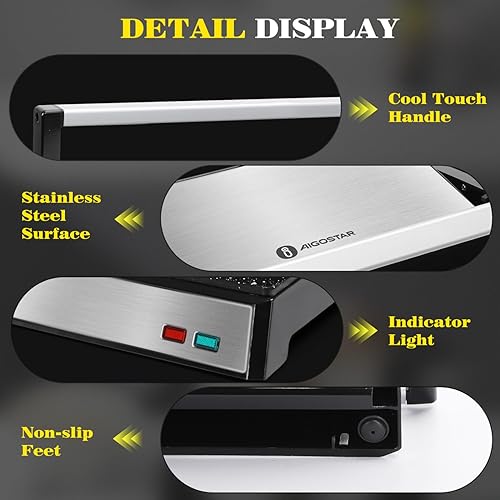 Miniatura 5 de Aigostar Panini Press, sandwichera de 1200 W y parrilla eléctrica para interiores con placas de cerámica antiadherentes, se abre 180 para adaptarse