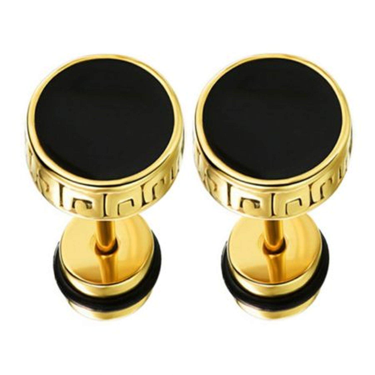 Mens Jewellery Valentine Multi Black Dumbells Stud Bali Hoop earrings for men/Ear rings Combo For Men/Gents/Boys/unisex Non-Piercing Ear mens jewellery Copper Hoop Earring-image-32