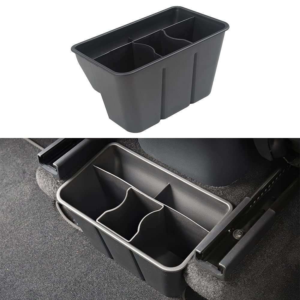 ATNVIDSG Rear Underseat Organizer Compatible with Tesla Model Y 2020 2021 2022 2023 ABS Organizer Center Console Organizer (Black ABS)