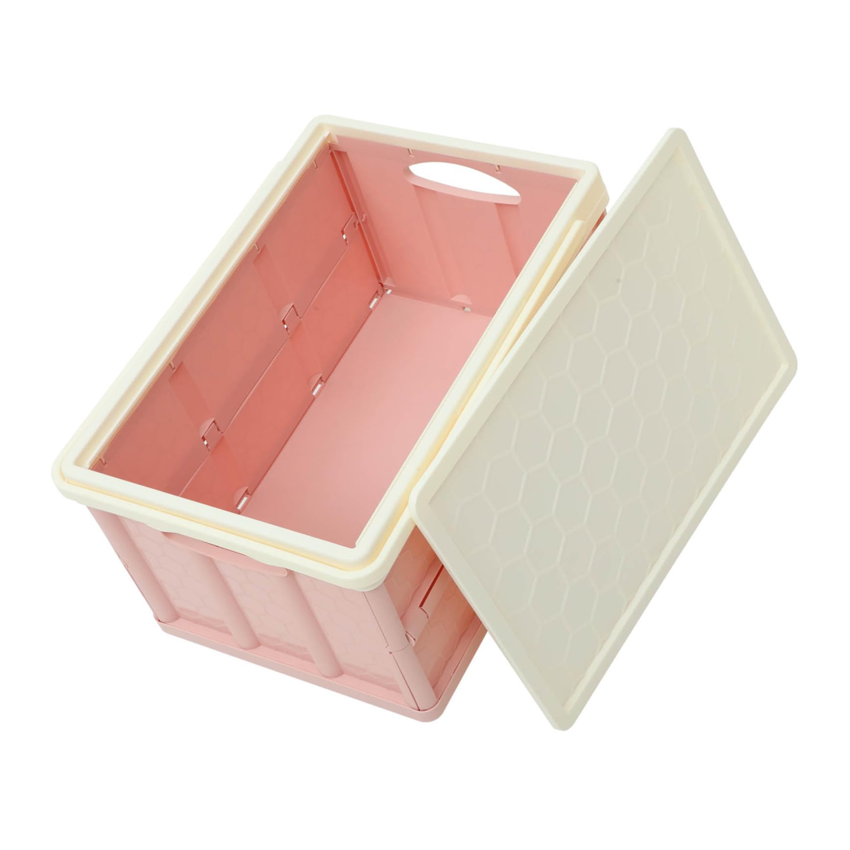 Caisse de Rangement Pliable à Roulettes, Grand Modèle en Plastique Rose