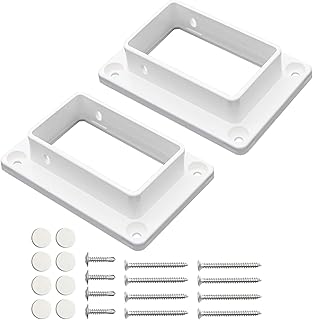 Aiwaiufu 2″ x 3.5″ White Vinyl Fence Brackets, Slotted Handrail Bracket Kit with Screws for Decking Railing, Mount to Wall or Other Vertical Flat Surface, Pack of 2