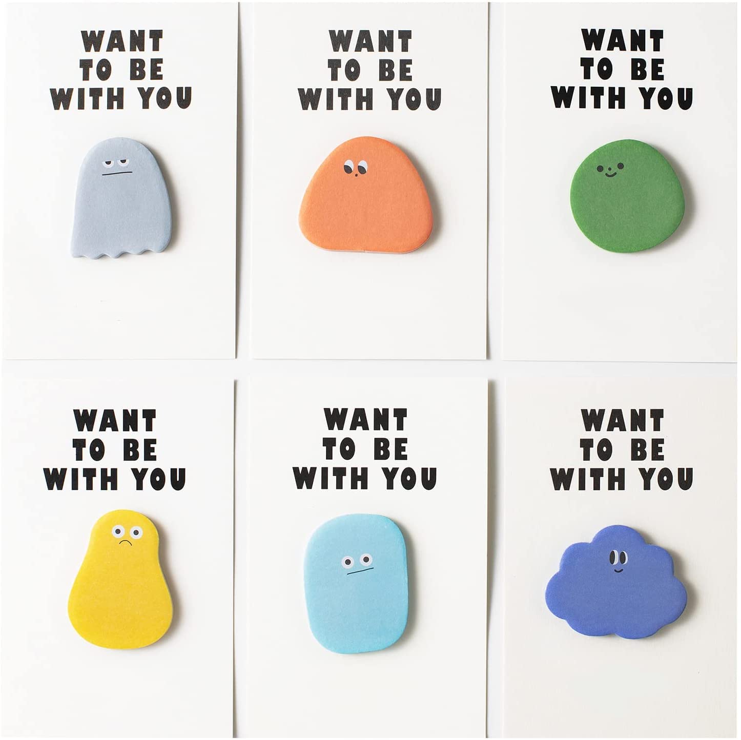 MAKINGTEC Cartoon Sticky Notes, Reusable Memo Self-adhesive Cute Stickers Suitable for Students Teachers Home Office, Notebook Hand Account Decoration(6 Packs, 30 Pcs/pack)