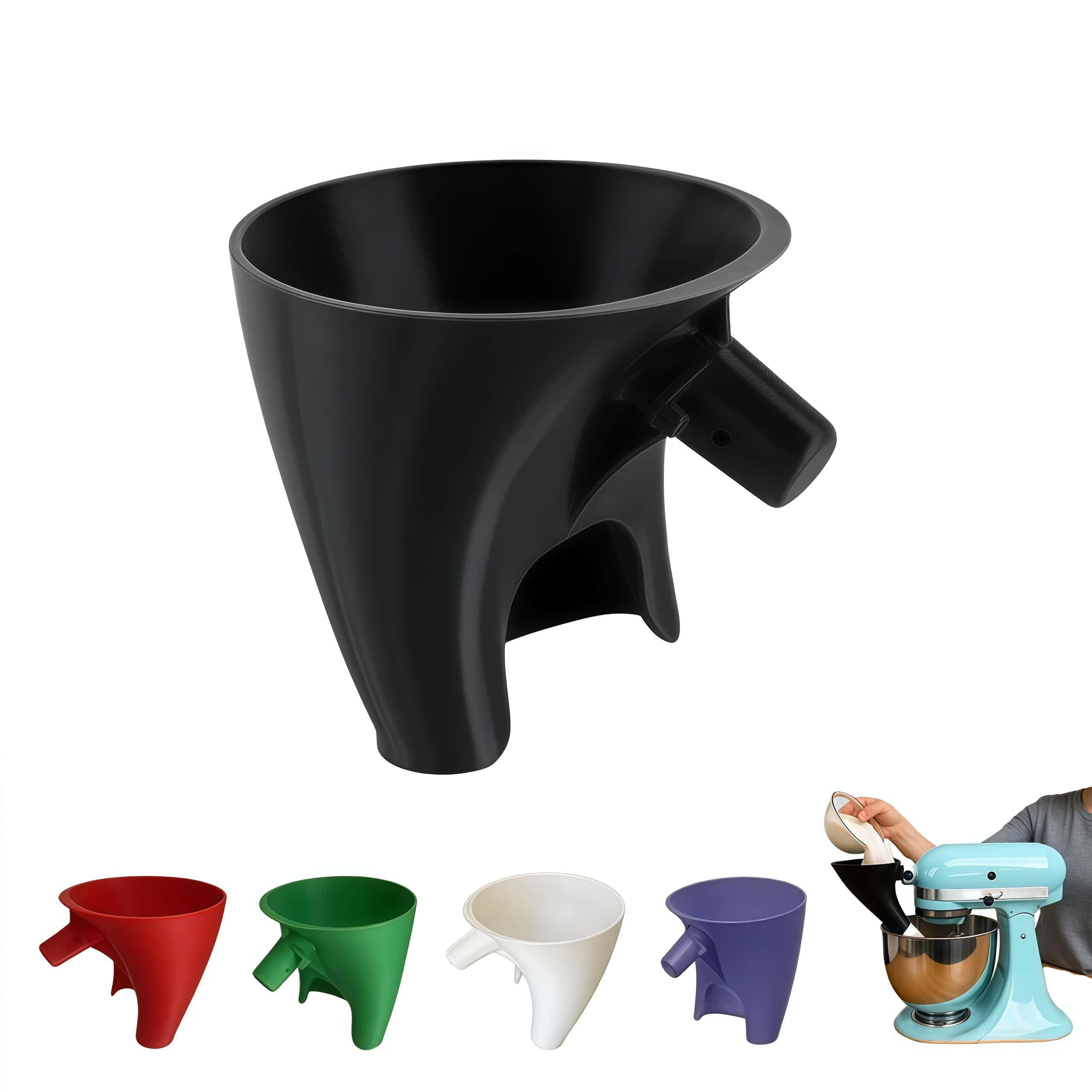 Photo 1 of Flour Funnel for KitchenAid Mixer 5 Qt, Anti-Splash Attachment for Tilt-Head Stand Mixer 4.5 & 5 Quart (KSM150), Dishwasher Safe No-Mess Baking Tool, Easy Pour Accessory (Black)