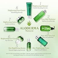 Vista 9 de Aloderma Hidratante facial iluminador con 75% de aloe vera orgánico – Loción facial de aloe natural para nutrir y restaurar el resplandor para piel