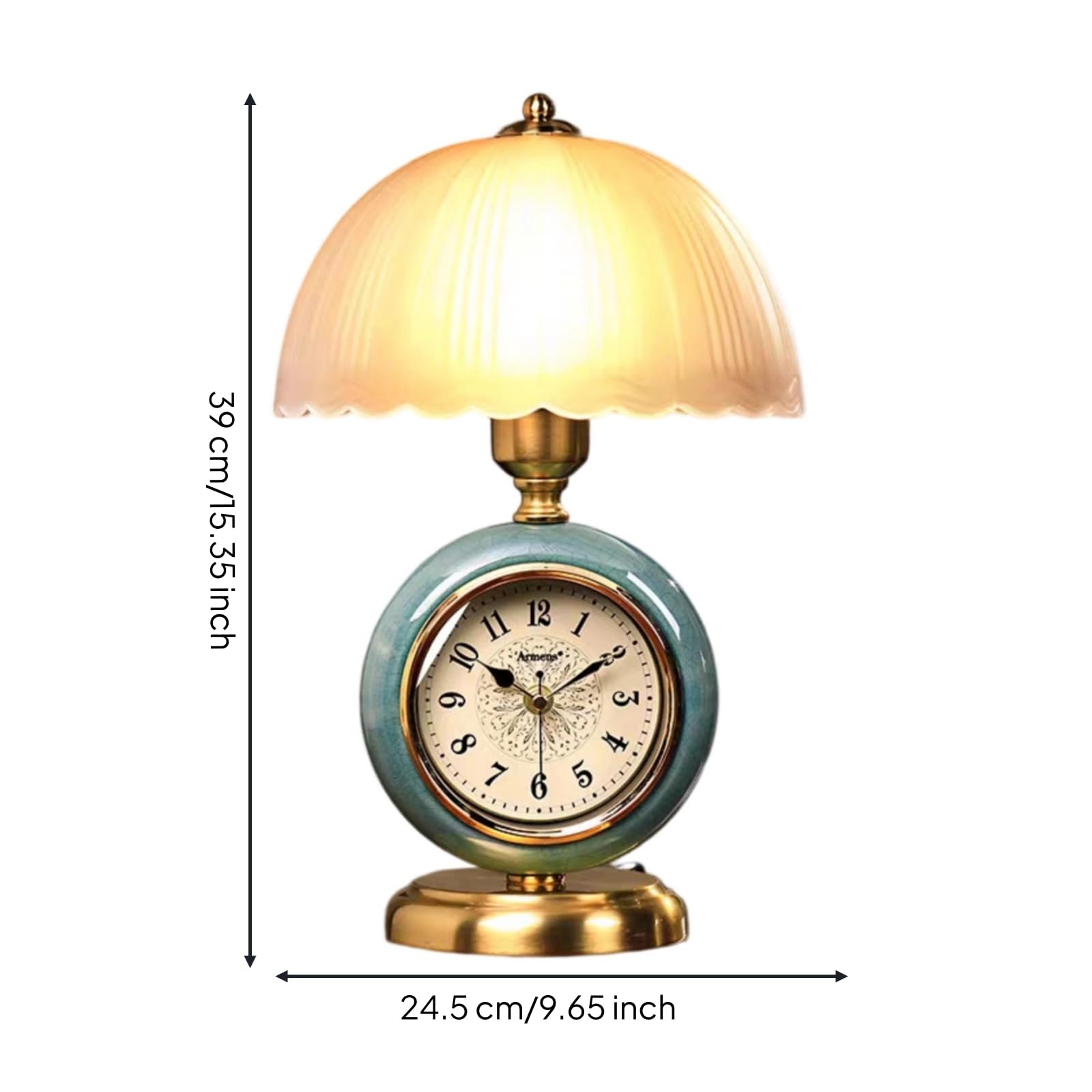 Lampe Table avec Horloge Intégrée Chaleureuse Lampe Chevet avec Horloge Douce Luminaire pour Bureau, 602-0039g Ceramic