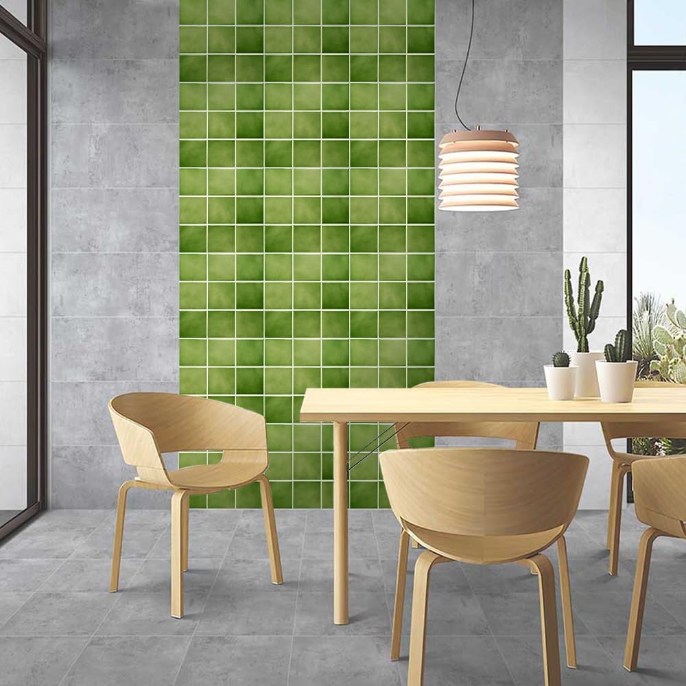 Commomy 10 Pcs Matte 3D Peel and Stick Tile 11.8"x11.8" Ultralight PVC Square Peel and Stick Backsplash for Kitchen Stick on Tiles for Bathroom,Living Room,Fireplace,Interior Wall Decor,Green