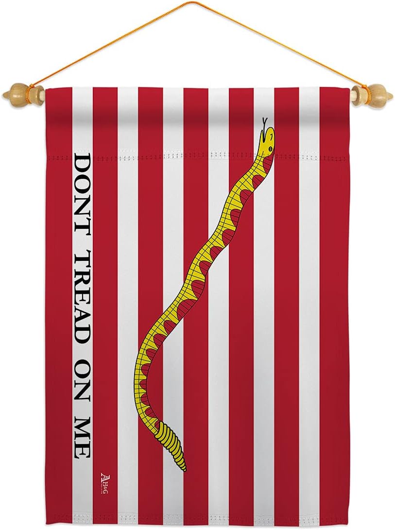First Navy Jack Garden Flag Set Wood Dowel Americana US Historic July Memorial Veteran Independence United State American Small Decorative Gift Yard House Banner Double-Sided Made In USA 13 X 18.5