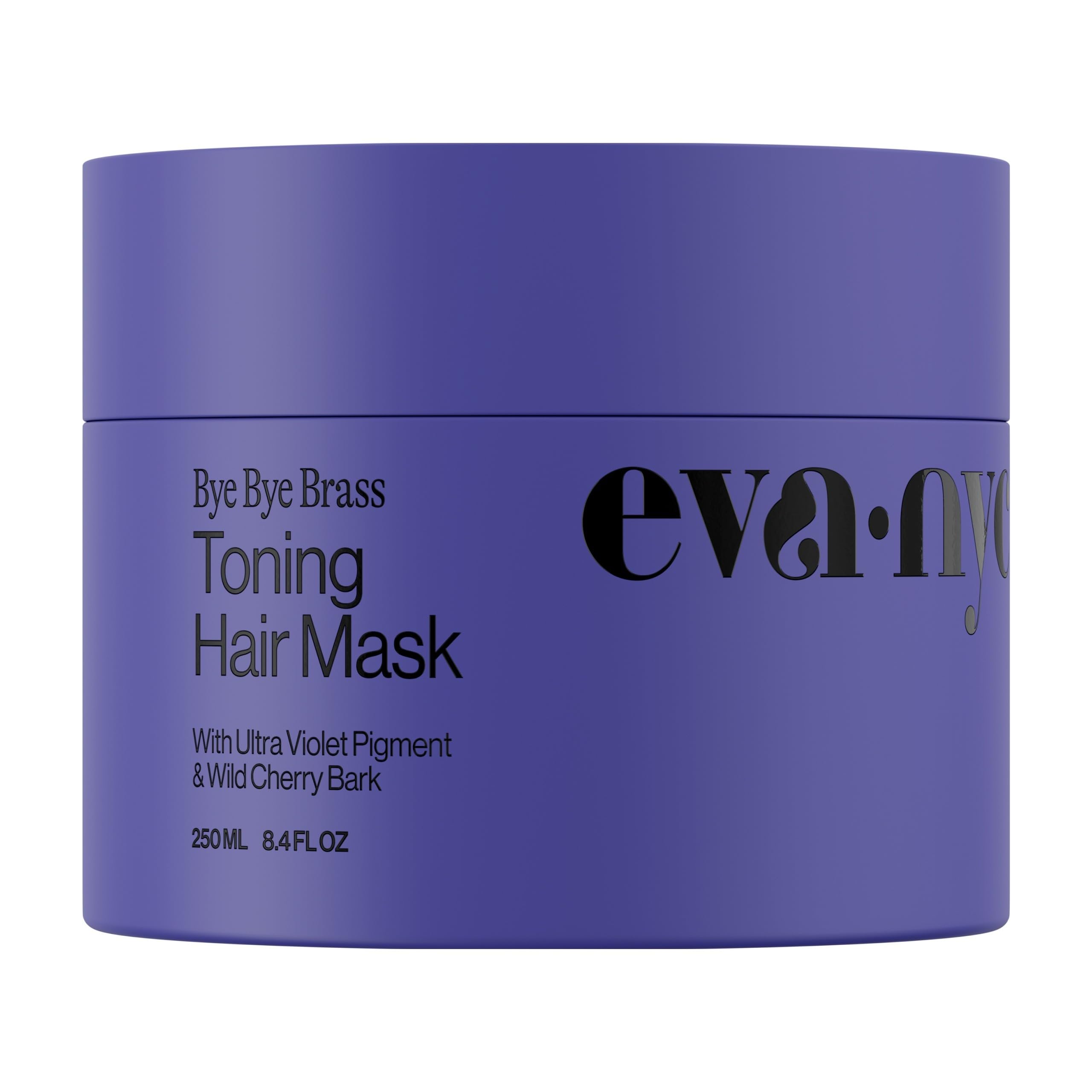 Eva NYC Toning Hair Mask - Anti-Brass Formula for Blonde, Gray + Lightened Hair - Ultra-Violet Pigment and Wild Cherry Bark to Tone and Moisturize - Neutralize Brass - Ginger Rose Scent - 8.4 fl oz 8.4 Fl Oz (Pack of 1)