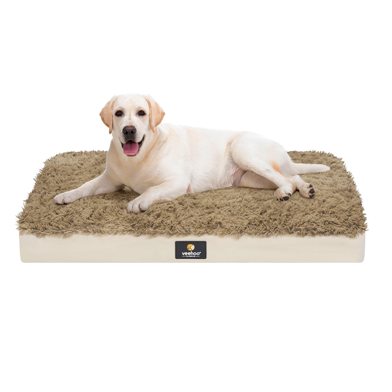 Photo 1 of Veehoo Inflatable Dog Bed for Large Dogs - Big Dog Crate Bed with Waterproof Air Mattress and Removable Washable Cover, Portable Foldable Pet Bed for Travel Camping, Large, Khaki L (41.5"x29.5"x4.7") Khaki