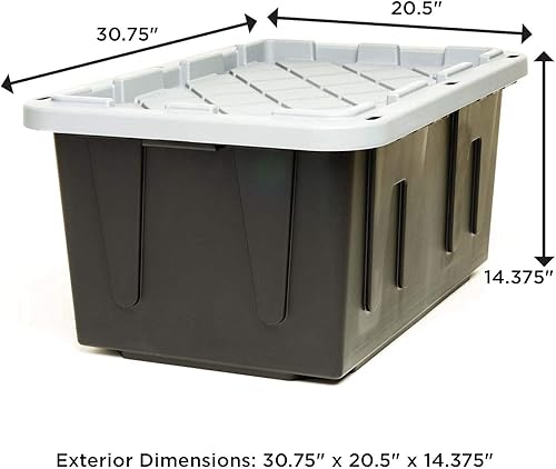 Miniatura 5 de 4427EBKDC.02 Caja de plástico reciclado resistente, contenedor de almacenamiento, 27 galones, negro, 2 unidades