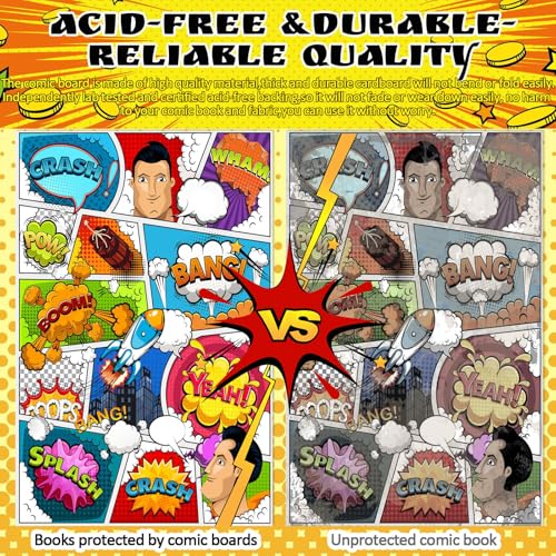 Image of LOTMER 200ct Comic Book Boards, 27PT Extra Thick Acid-Free Backing Board Current Size Comic Book Boards Durable and Coated Precision Cut Boards for Regular Comics Archival