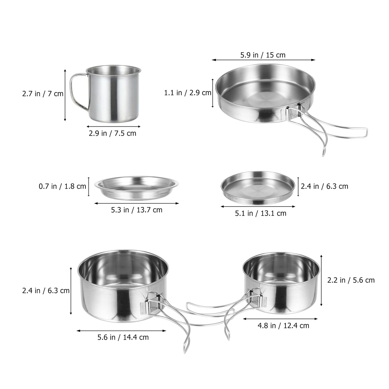 Mipcase 8 Piezas De Utensilios De Cocina De Acero Inoxidable Para Acampar Equipo De Camping Utensilios De Cocina Para Acampar Accesorios De Camping Kit De Ollas Esenciales Equipo