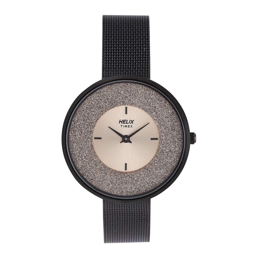 Helix by Timex Rose Gold Round Analog Watches for Women| Quartz Movement Stainless Steel Mesh Bracelet Ladies Watches| Upto 30m Water Resistance with Foldover Clasp Closure | Gift for Women TW031HL11 (B084D58VBW) Amazon Price History, Amazon Price Tracker